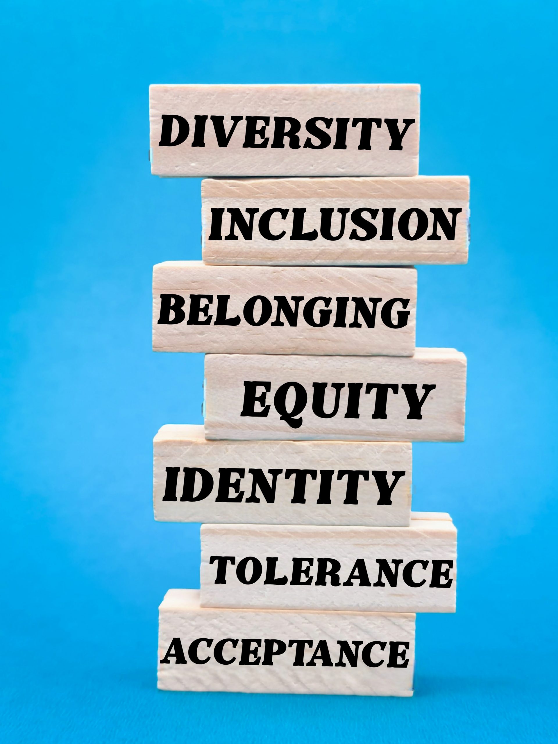 “diversity,Inclusion,Belonging,Equity,Identity,Tolerance,Acceptance”,Written,Over,Wooden